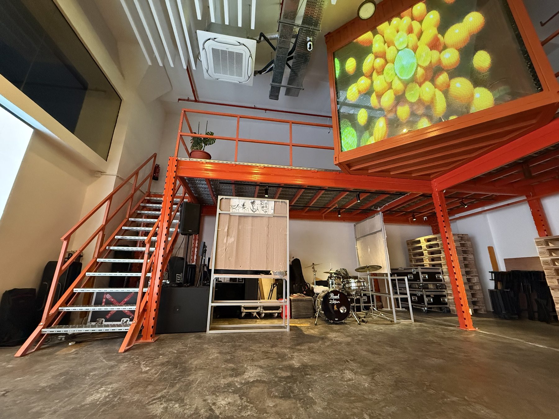 LED screen above the mezzanine